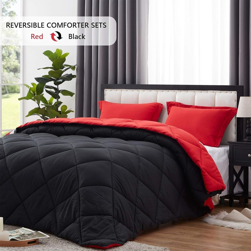 Reversible Lightweight Solid Comforter Set (King) with 2 Pillow Shams - 3-Piece